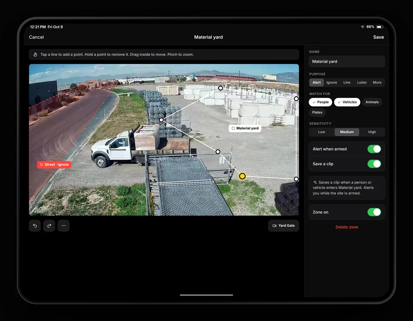 Zone editor on iPad