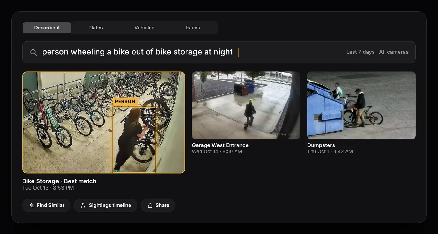 Natural-language search for a bike in bike storage