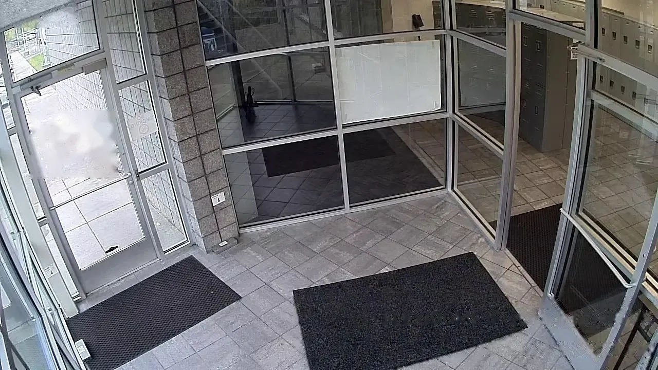 Camera view of a glass entrance